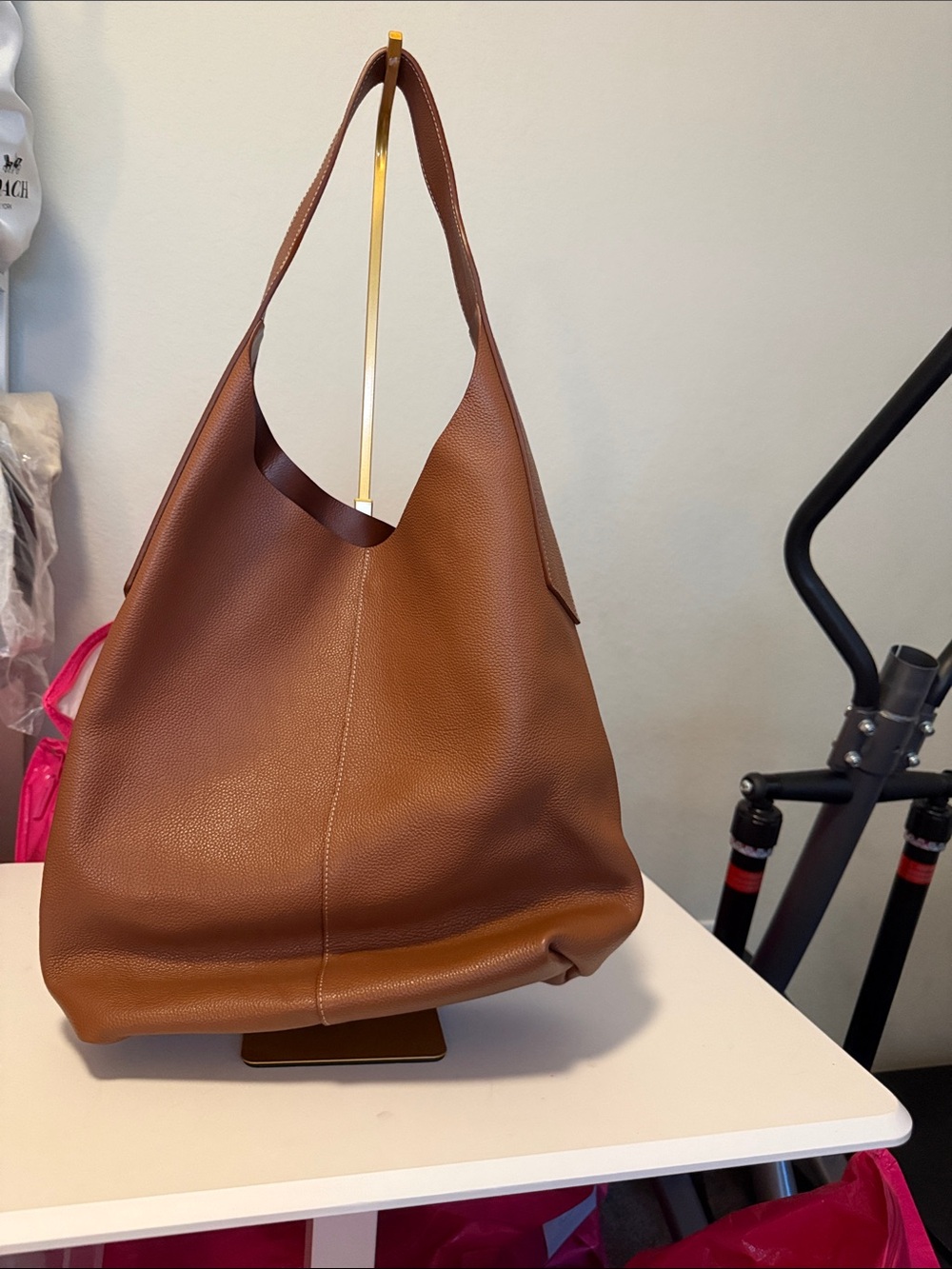 Banana Republic Cognac Brown Pebbled Leather Hobo Shoulder Bag